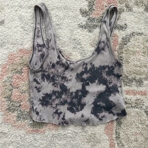 Garage Black and Gray Tie-Dye Crop Top